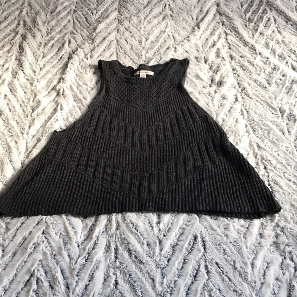 American Eagle Black Swing Cable Knit Tank Top
